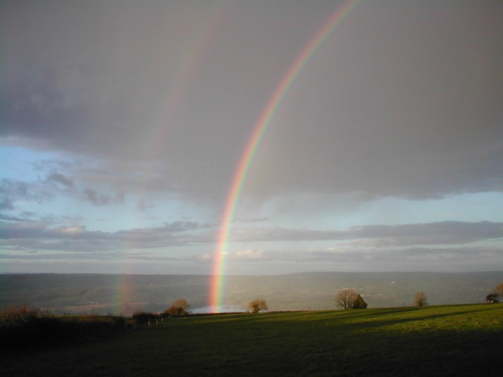 A rare double rainbow pictured over the Yeo Valley